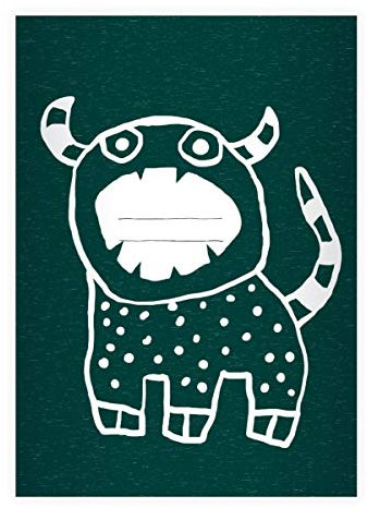 Kartenkaufrausch 2 coole Sorgenfresser DIN A5 Schulhefte, Schreibhefte mit Monster, grün Lineatur 6 (blanko Heft 16 Blatt/32 Seiten) Notizheft, Kladde für Schule, Universität, Büro