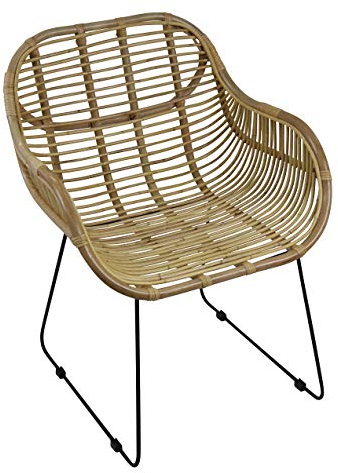 Lycce Rattanstuhl Venus Korbsessel Retro mit Armlehne Natur Sitzhöhe 41cm