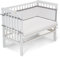 FabiMax Baby Beistellbett Basic, stufenlos höhenverstellbar, Buche massiv weiß lackiert (Matratze Classic, Graue Würfel)