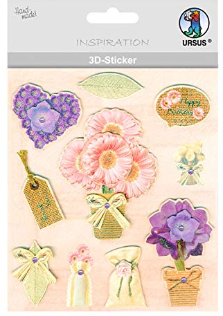 Ursus 56420015 - 3D Sticker Everyday, bestehend aus mehreren Ebenen, aus verschiedenen hochwertigen Materialien, selbstklebend, ideal zum Verzieren von Grußkarten und Geschenken, Motiv 15