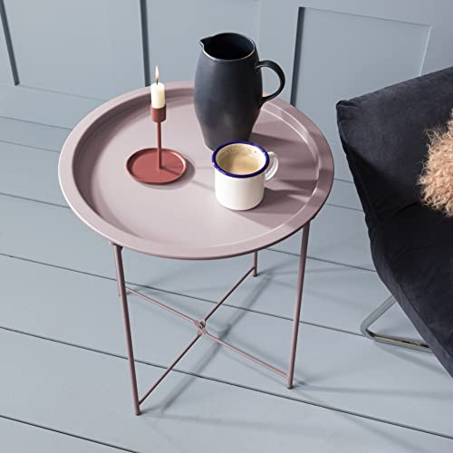 Noa and Nani Metal Side Table In Blush Pink
