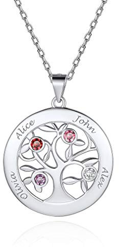 Personalised Gifts for Mum Birthday-Custom Family Tree of Life Pendant-Engraved Jewelry for Mother Christmas Thanksgiving Day Anniversary Party