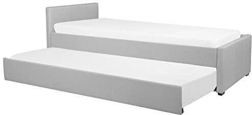 Tagesbett ausziehbar Stoffbezug Leinenoptik grau Lattenrost 80x200 cm Marmande