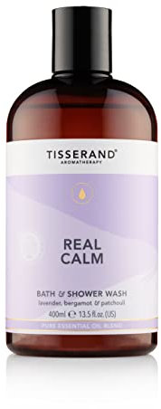 Tisserand Aromatherapy - Real Calm Bath & Shower Wash - 100% pure essential oil - Lavender, Bergamot, and Patchouli - Calming aromatherapy - 400ml