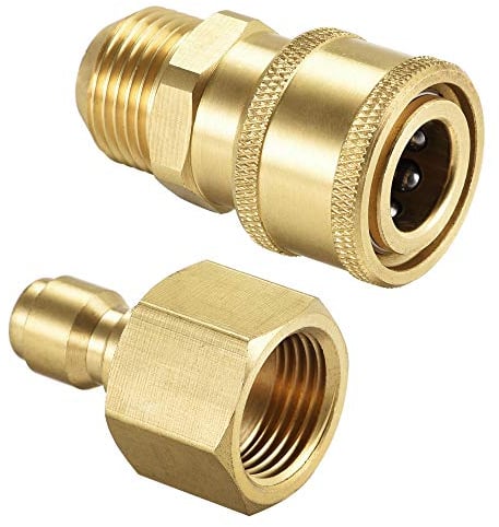 sourcing map Garden Hose Brass Quick Connect Set Fittings, M18x1.5 Male & M18 Female Thread Water Hose Connectors Pressure Washer Adapter