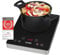 TZS First Austria Plaque de cuisson Électrique, 2000W, Noir, Table de Cuisson Vitrocéramique avec Infrarouge, Diamètre de 17,5cm, Panneau de commande tactile, Acier inoxydable, pour Camping