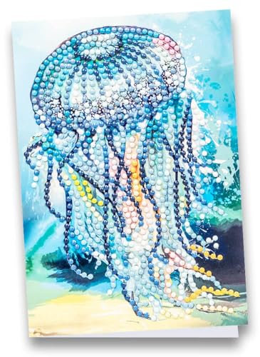Ideen mit Herz Diamond-Painting-Grußkarte | Din B6 (11,5 x 16,5 cm) | 370 g/m² | inkl. Umschlag & Werkzeug (Qualle)
