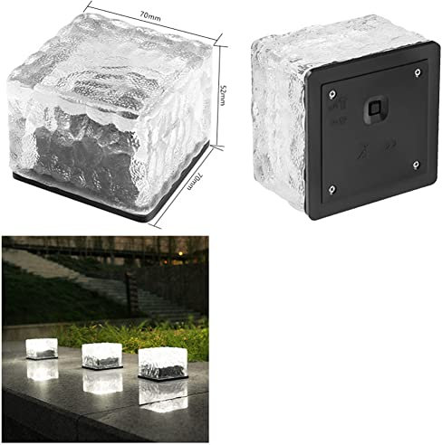 für Solar Eiswürfel LED Licht, Solar Glas Ziegel Licht, Kristall Ziegel Stein Lampe, Garten Glas Weg Licht, Dekorieren Weihnachten Festivals Ice Rock Cube Lichter