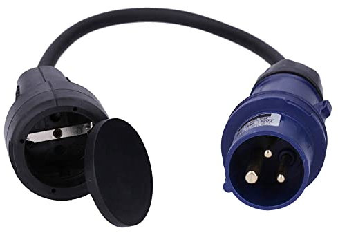 Voxura CEE-Adapterleitung Schutzkontakt-Kupplung CEE-Stecker Schutzkappe Camping Caravan Wohnmobil Wohnwagen Boot Stromkabel Außenbereich 3-polig 230V 16A H07RN-F 3x1,5 IP44 0,5m