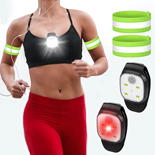 Delamiya 2 Piezas Linterna Manos Libres, Linterna Frontal LED con Clip, Luces de Seguridad para la Noche, Recargable por USB, 4 Modos de Iluminación, para Noche para Correr, Cámping, Pasear al Perro