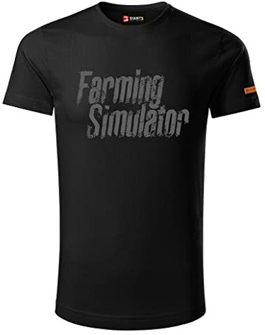 Farming Simulator Landwirtschaftssimulator T-Shirt (Größe L, Shirt aus 100% Baumwolle, Schriftzug grau, mit Reifen-Abdrücken, Farbe schwarz