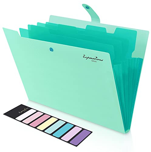 KONVINIT Fächermappe a4 Ordnungsmappe 4 Fächer Dokumentenmappe mit Schnalle Kunststoff Papier Organizer Büro Schul,grün