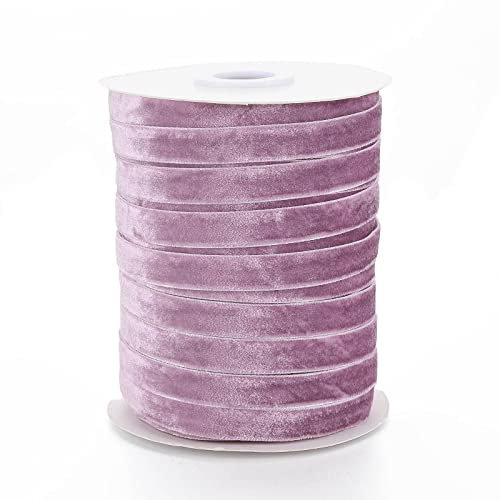 Pandahall Nastro in velluto da 50 m da 3/8 di pollice in raso a faccia singola decorazione in pizzo per confezione regalo che avvolge fermagli per fiocchi per capelli che fanno colore rosa vecchia