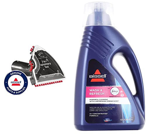 BISSELL 3-in-1 Stair And Upholstery Tool | 2369 & Wash & Refresh Febreze Carpet Cleaner Shampoo | Concentrated 2x Shampoo Removes Stains & Neutralises Odours 1078N