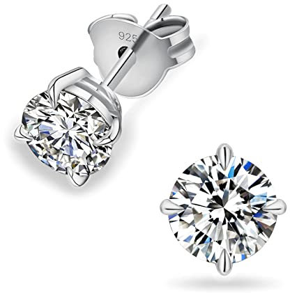KRKC Moissanite Earrings for Women Men, Birthday Gifts 0.6-3ct Diamond Stud Earrings with Gift Box, 14K White Gold Hypoallergenic S925 Sterling Silver, Jewellery Gift for Mum Wife Girls