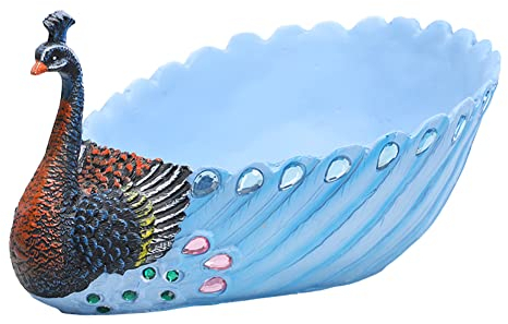Pfau Sukkulenten Topf, Harz Sukkulenten Übertopf Groß Vintage Pfau Vase Blumentopf Einzigartiger Kaktus Behälter mit Loch Home Office und Garten Dekoration (Blau)