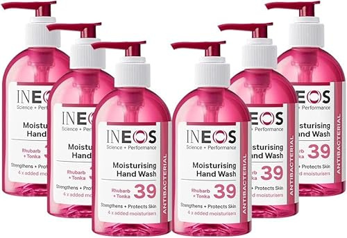 INEOS - Liquid Hand Soap - Moisturising - Handwash with Rhubarb & Tonka - 6 Bottles x 250ml, Packaging May Vary