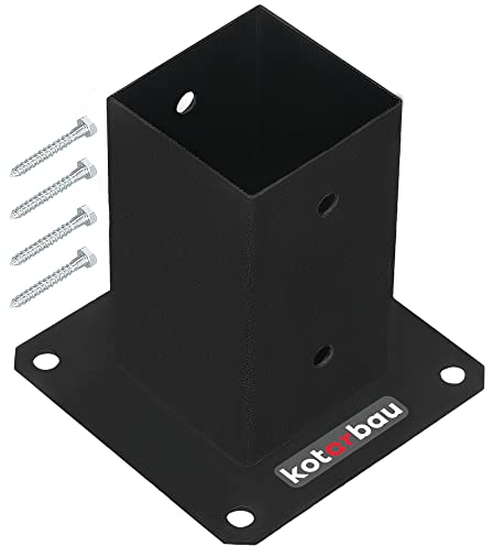 KOTARBAU® Aufschraubhülse 80 x 80 mm Vierkantholzpfosten Pfosten Bodenhülse Zaunträger Hülse Bodenplatte Pfostenträger Anker Feuerverzinkt Pulverbeschichtet