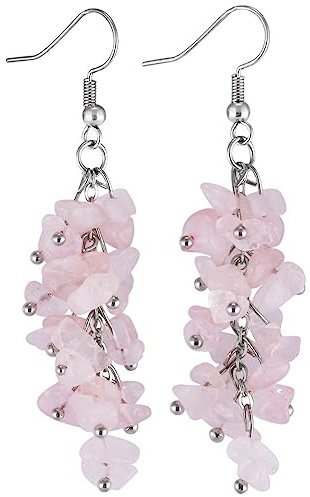 Tesselite Damen-Steinohrringe – 7 Chakra-Stein, Rosenquarz, baumelnder Ohrring, Tropfenohrring, Damenschmuck, süßes Mädchen-Geschenk, wie abgebildet, Einheitsgröße