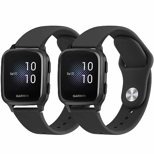 Bracelet de Montre 20 mm pour Garmin Venu Sq/Sq 2/2/3 Plus, Silicone pour Homme Femme, Noir