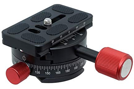 SIOTI Kamerastativ-Schnellplatten-Adapter, mit PU70-Schnellplattenadapter, kompatibel mit RRS/ARCA Kugelkopf oder jedem Stativkopf/Stativ mit 1/4 Zoll oder 3/8 Zoll Halterung (roter Drehknopf)