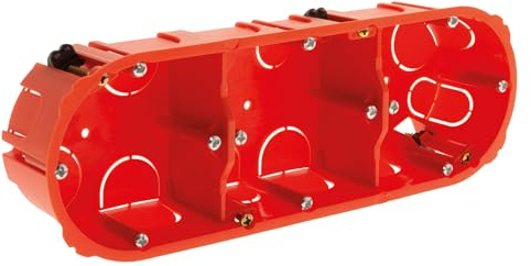 Boîte d'encastrement placo triple entraxe 71mm - Rouge - Zenitech