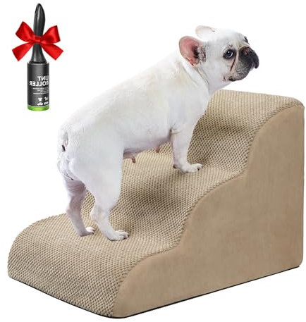 Ryoizen Hundetreppe Rampe für Bett und Couch Haustiertreppe für kleine Hunde, extra breite Hundetreppe mit stabilem hochdichtem Schaumstoff, Haustiertreppe mit Rutschfester Unterseite für Welpen,