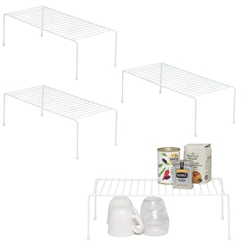 simplywire - Kitchen Cupboard Organisers – Pack of 4 Storage Shelves – White
