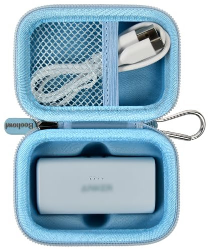 Boobowl Case Compatible with Anker Nano Portable Charger Power Bank, 5,000 Mah, with Built-in Lightning Connector, Charging Battery Pack Storage Holder for amelema/for LanLuk/for Feob (Box Only)-Blue