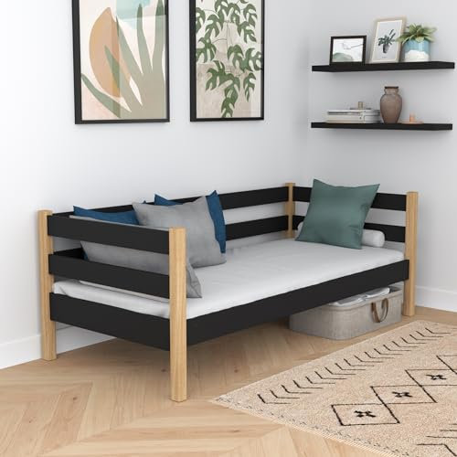 N-wood N01 Bett 120x200 cm, Tagesbett, Bettgestel mit lattenrost, Multifunktional Einzelbett für Kinder, Jugendliche, Seniorbett, aus Eichenholz, abgerundete Kanten, Hochwertige Materialien, Eiche