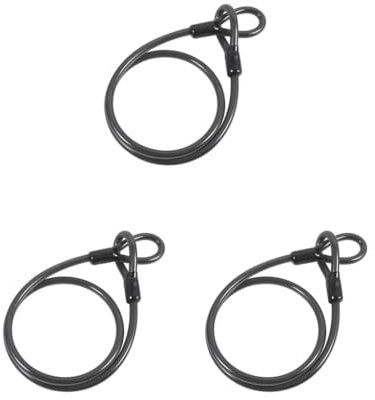 3 Set Bike Steel Cable 12mm Security Vinyl Coated Steel Cable with Loop End Black