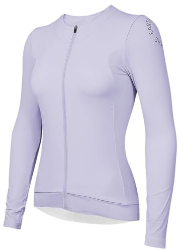 Wulibike Radtrikot Damen Langarm,Fahrradtrikot Atmungsaktiv Rennrad Trikot Hochelastisch Fahrrad Kleidung 4 Taschen Lila L