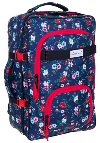 Elephant Rucksack Damen Handgepäck FLY Travel Flower Reise Daypack Kabinenrucksack Kabinengepäck Reiserucksack groß viel Stauraum 42 Liter (Blue Flower (blau) 13023)