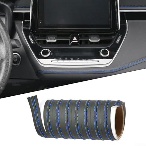 Oniissy 4M Blau PU Leder Auto Armaturenbrett Dekor Linie Streifen Aufkleber Zierleiste Dekoratives Auto Zubehör DIY Flexible Streifen