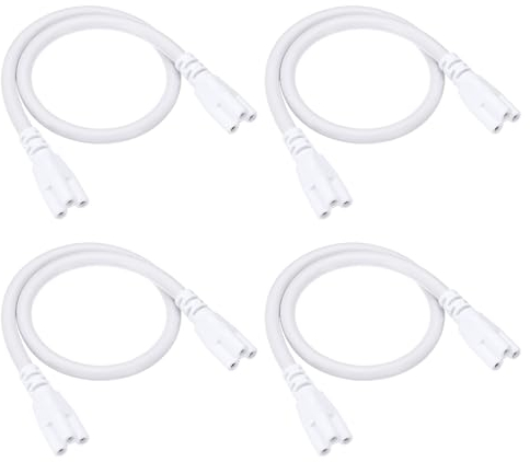 PATIKIL 0.4M / 1.3Ft LED Lamp Connecting Wire, 4 Pack Double End 3 Pin Cable Connector, White, Suitable for LED Integrated Tube, Ceiling Lights, Daylight