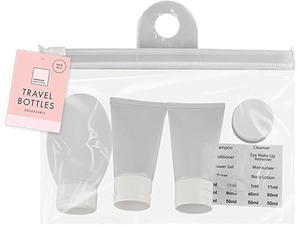 Travel Bottles For Toiletries Empty Plastic Bottle Set Reusable Clear Mini Shampoo Dispenser Portable Refill Skincare Kit Refillable Holiday Airport Approved Size Leak Proof Lotion Containers (4Pcs)