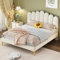 ADFUNIT Polsterbett 140 x 200 cm, Doppelbett, Bettgestell mit Kopfteil und Lattenrost, Erwachsenen-Jugendbett-Gästebett in hautfreundlichem Samtstoff Beige (Ohne Matratze)