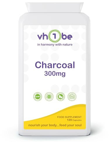 Activated Charcoal Capsules 300mg - 120 High-Potency Vegan Capsules for Digestive Support, Gas Relief, and Detox | Natural Cleanse Supplement | UK Made, Non-GMO by vh1be