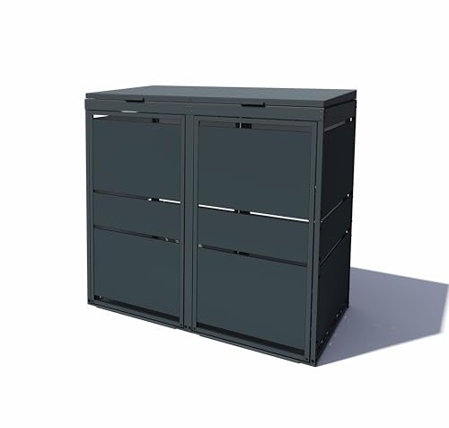MBOX24 MODERN Mülltonnenbox 2er für 120 Liter Mülltonne | Anthrazit | Mülltonnenverkleidung | Mülltonnenhaus | Box für Mülltonnen | Mülltonnenunterstand | Mülltonneneinhausung