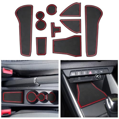 CDEFG Compatible with Audi A1 GB 2019-2023 2024 Rubber Mats Centre Console Non-Slip Mats Non-Slip Rubber Car Mat A1 Sportback 2024 Accessories (Red)