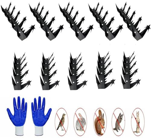 LANYANZI Zaunspikes aus schwarzem Metall, Sicherheits-Spikes und Eindringlings-Abschreckung für Haus, Hof und Garten, Zaun, Mauer, Dächer usw. (Größe 305,9 cm), 8 Stück
