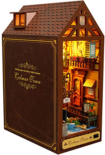 IXTIX DIY Book Nook - Maison de Poupée en Bois Miniature avec Meubles et Lumière LED, Puzzle 3D en Bois, Construction Créative pour Enfant Adulte (Années tranquilles)