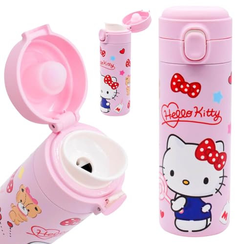 Hello Kitty Botella Termica Taza térmica para niños Botella de agua para Niños Reutilizable Térmica de Acero Inoxidable con Doble Aislamiento Botella Agua Acero Inoxidable Niños para Viaje Colegio