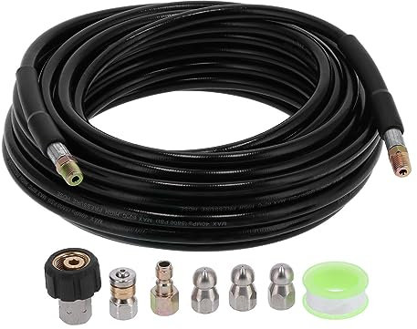 Gearwell Sewer Jetter Kit, Pressure Washer Hose, 100ft 1/4in NPT Drain Cleaning Hose, PSI High Pressure Drain Cleaner, Sewer Cleaning Pipe, Pipe Unblocking Tool