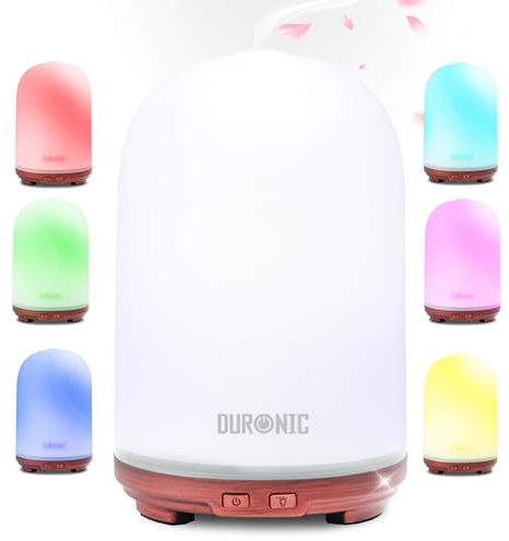 Duronic AD12 Aroma Diffuser, Luftbefeuchter mit 100ml Tank, mit 7 Farben | Diffusor für ätherische Öle, Duftlampe mit stimmungsvollem LED Licht, automatische Abschaltung, Aromatherapie, weiß silber