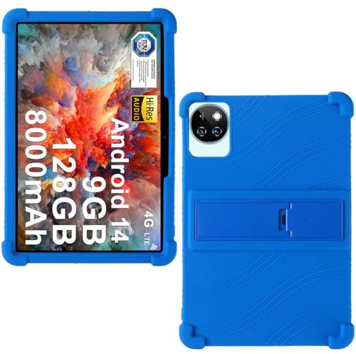 AKNICI Silicona Funda para DOOGEE T10W/DOOGEE T10 Plus/DOOGEE T10 Pro/DOOGEE T10/DOOGEE T10S/DOOGEE U10/DOOGEE U10 Pro/DOOGEE U9 Tableta 10 Pulgadas, Funda Protectora con Función de Soporte, Azul