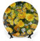 Bone China - Piatto decorativo decorativo in ceramica con stampa di farfalle gialle e margherite gialle con base, piatti piani rotondi personalizzati Artigianato Fine Bone China da collezione per