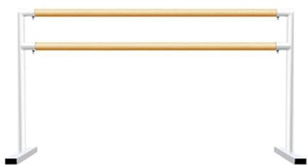 Doppelte Ballettstange für Erwachsene, zum Tanzen, Dehnen, tragbar, freistehend, Stretchstange mit rutschfesten Füßen, Ballett-Trainingsgerät, weiß, 150 cm