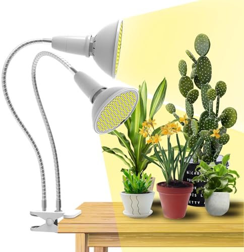 QIANYAN 400 LED Vollspektrum Pflanzenlampe, 360° Schwanenhals Wachstumslampe für Zimmerpflanzenwachstum Garten Gewächshaus, Starker Griffclip Fixiert mit 2 E27 Pflanzenwachstumslampen