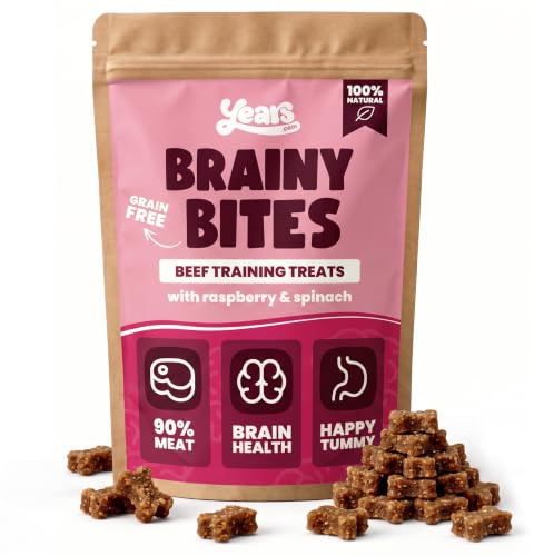 YEARS Dog Training Treats - Beef, Raspberry & Spinach 90% Real Meat 75g | 90% Real Meat, Grain-free & Hypoallergenic. Supports Total Brain Health. Soft Puppy Treats From 8 Weeks. No Fillers. 75g.